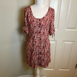 Free People Lace-Up Ditsy Floral Mini Dress (Flawed)